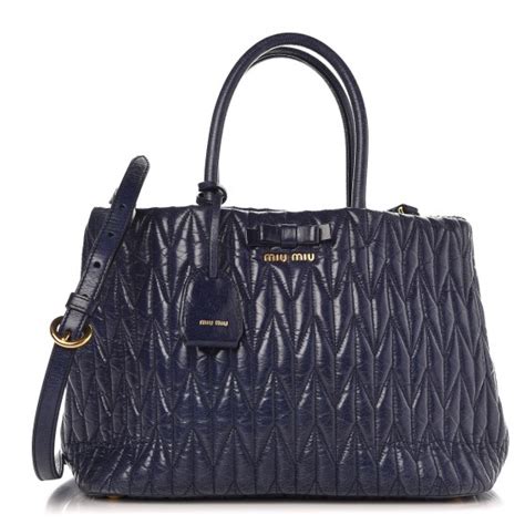 MIU MIU Vitello Lux Matelasse Tote Bleuette 